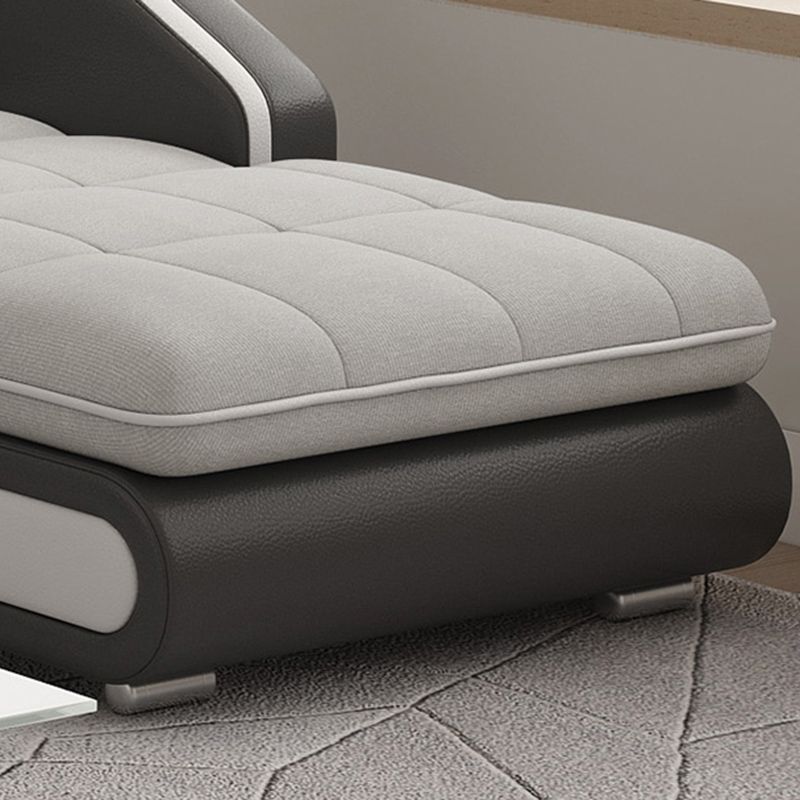 4-seater Recessed Arm Pillowed Back Cushions Sectional Sofa with Chaise