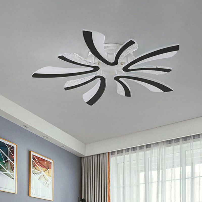 Simplicity Dandelion LED Ceiling Light Acrylic 3/5 Lights Living Room Semi Flush Light in Black, Warm/White Light