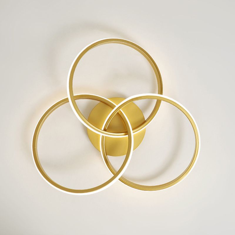 3-Lights Circular Semi Flush Mount Ceiling Lighting Fixture Modern Style Metal Flush Light