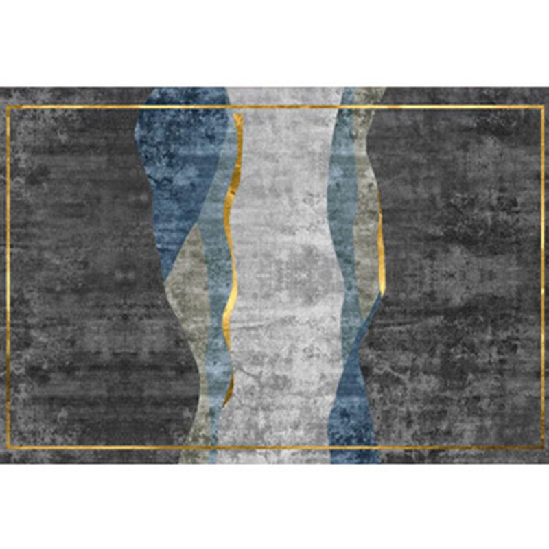 Contemporary Gray Rug Polyster Novelty Carpet Non-Slip Indoor Rug for Living Room