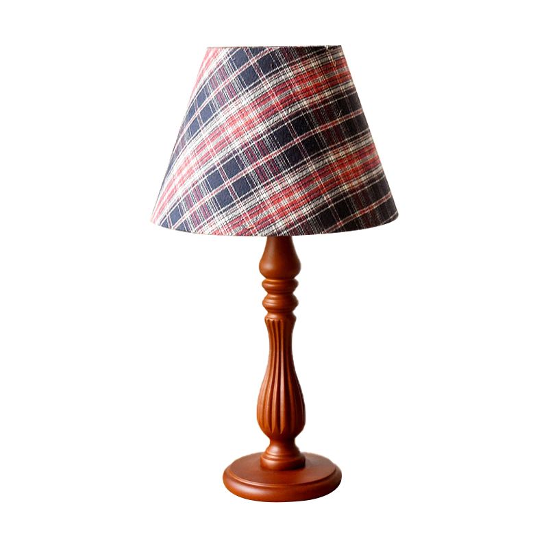 Rood/blauw/groen 1 lichte taakverlichting klassieke stof vat vorm nachttafellamp voor slaapkamer met houten basis