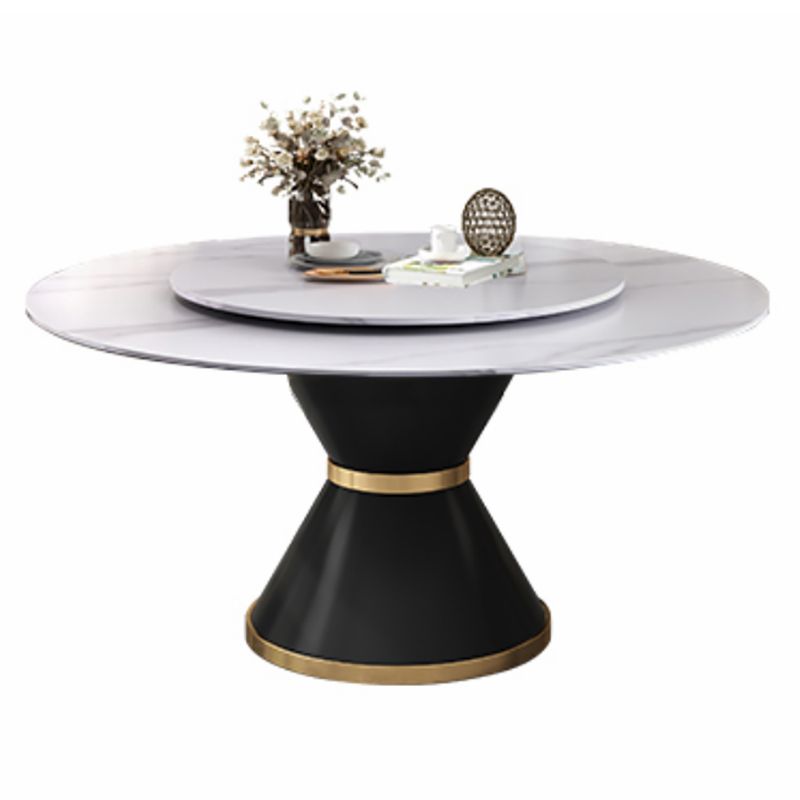 Modern Standard Kitchen Dining Table Sintered Stone Round Dining Table with Pedestal Base
