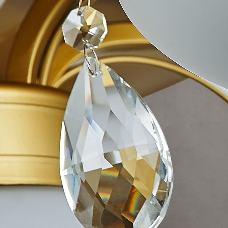 Postmodern Dome 3-Blade Ceiling Fan Lighting Fixture Milk Glass Living Room Semi-Flush Mount Light in Brass with Remote