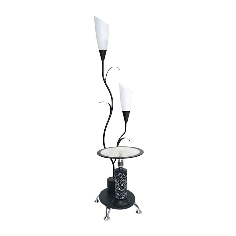 Takvormige staande lamp platteland 2 lampen metalen vloerlicht in wit/zwart voor logeerkamer
