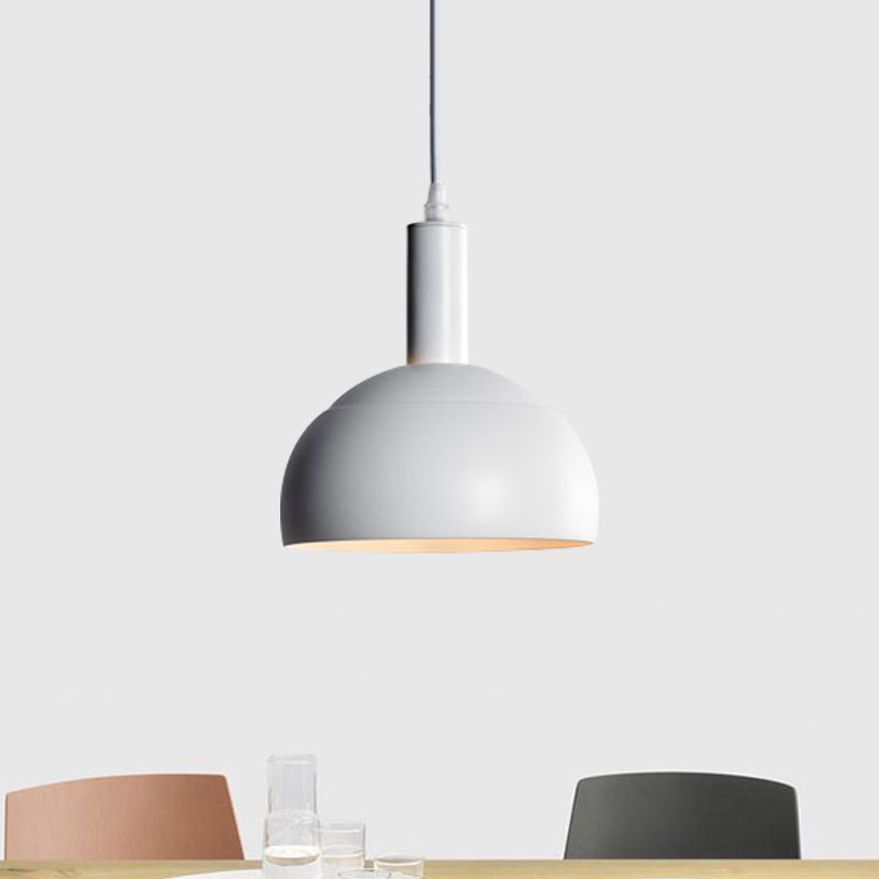 Dome Iron Down Lighting Modern Nordic Style 1 Restaurant léger suspendu suspendu en blanc