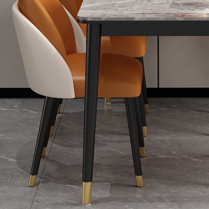 Glam Iron Dining Table Set 1/2/5/7 Pieces Rectangle Dinette Set with Sintered Stone Top