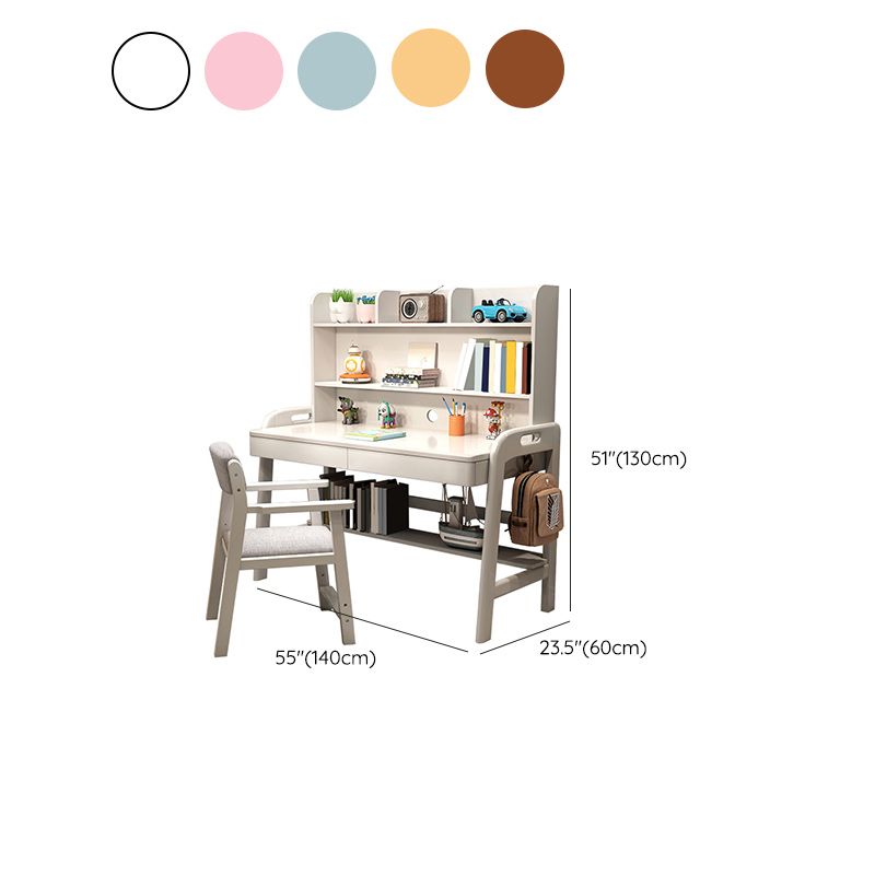 Nordic Rubber Wood Study Desk Multifunctional Lifting Desk with Drawer