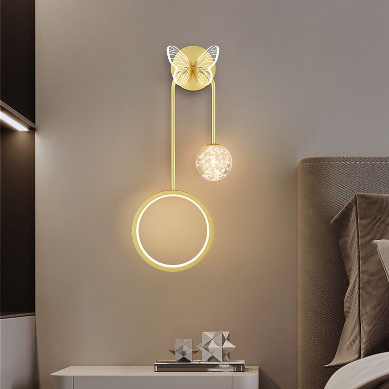 Modern Style Spherical Shape Wall Sconce Glass 3 Light Wall Lighting for Bedroom