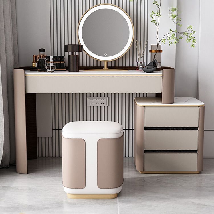 Contemporary 30.7" Height Slate Top Table Makeup Vanity with Drawers