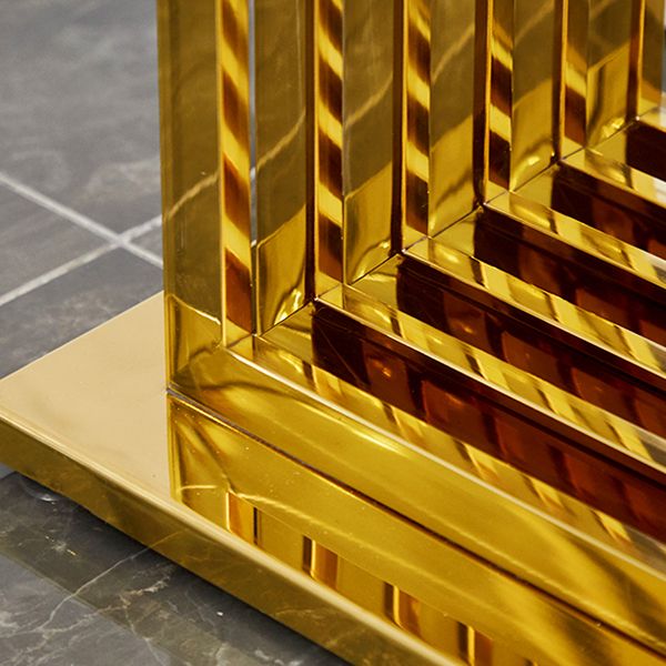 Glam Console Table Marble Rectangle Accent Table in Gold , 31.5 inch High