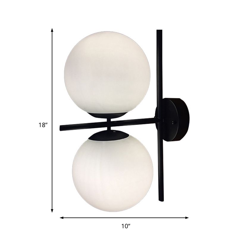Black Spherical Wall Lighting Modern Opal Glass 1 Light Living Room Sconce Light Fixture