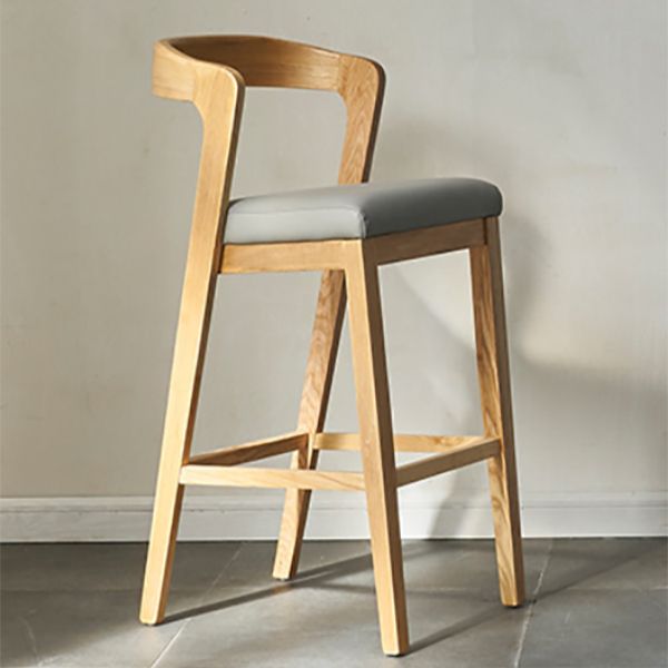 Contemporary Wooden Bar Stool Low Back Counter Footrest Stool