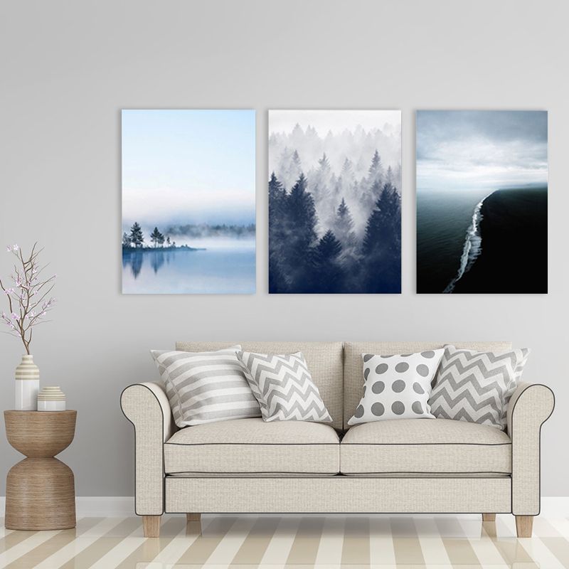 Canvas Textured Art Print Modern Forest Landscape Painting, Multiple Sizes, Set of Three