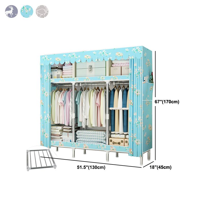 Steel Frame Wardrobe Armoire Contemporary Style Wardrobe Cabinet for Bedroom