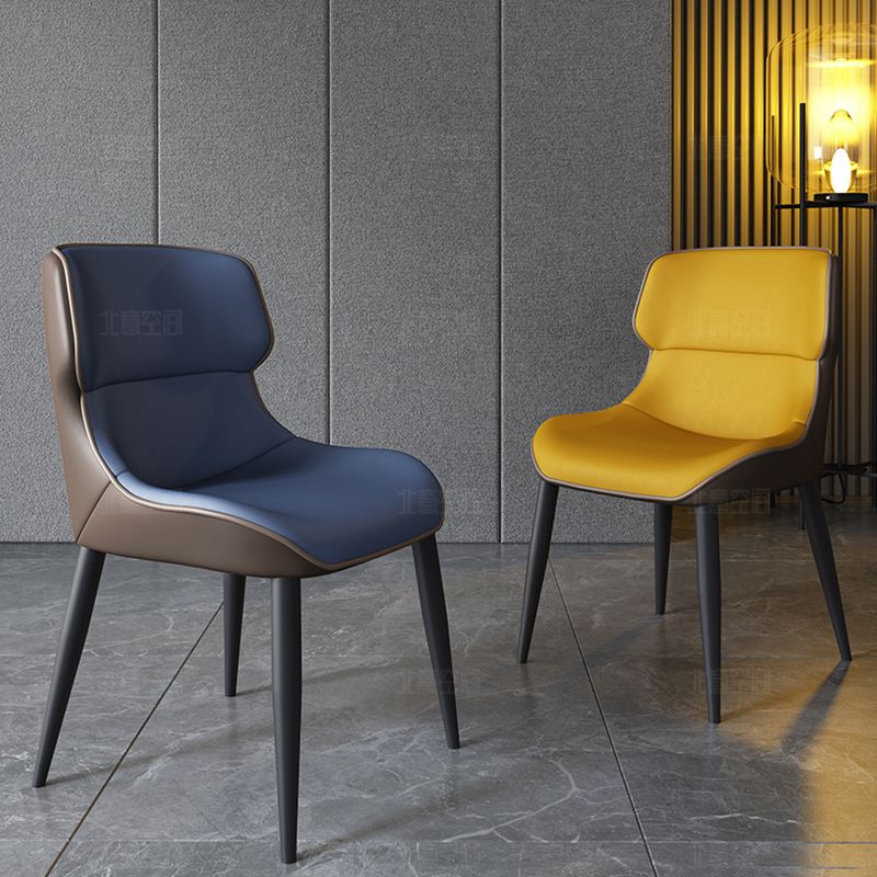 Contemporary Dining Chair Armless Metal Wingback Chairs for Kitchen