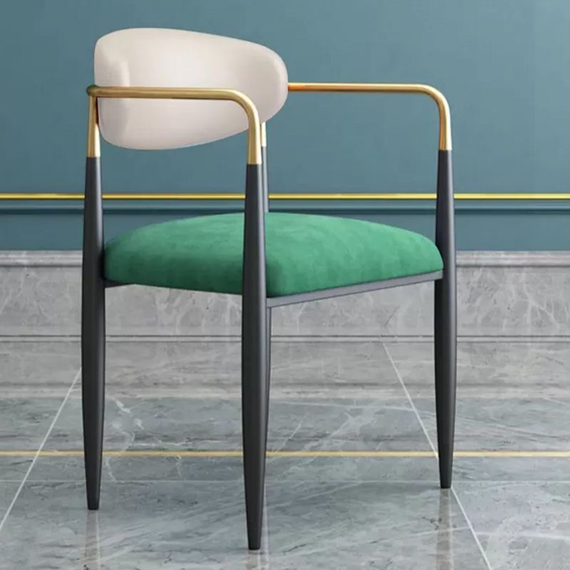 Upholstered Dining Chair Glam Style Open Back Dining Armchair for Indoor
