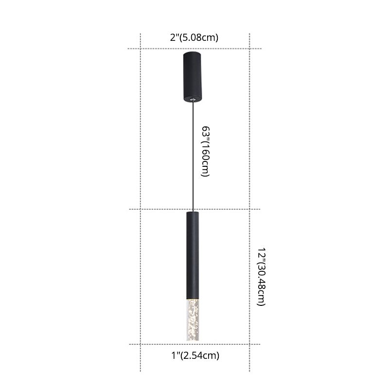Cylinder Bedroom Pendant Lighting Fixture Acrylic LED Nordic Hanging Ceiling Light in Black