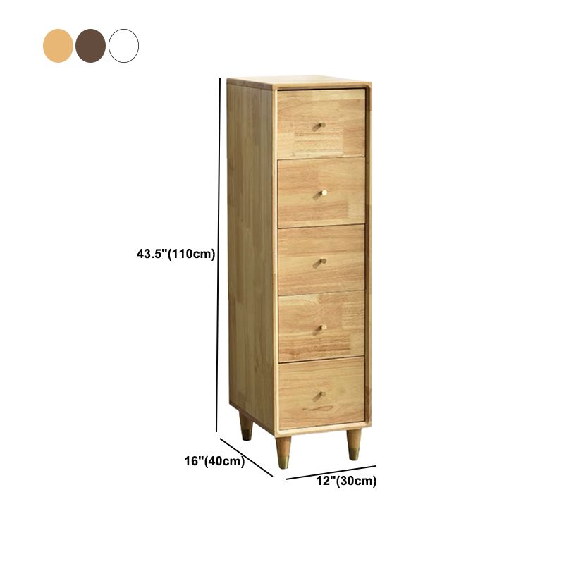 Modern Wooden Accent Chest 15.74" Wide Rubberwood Chest with 5 Drawers