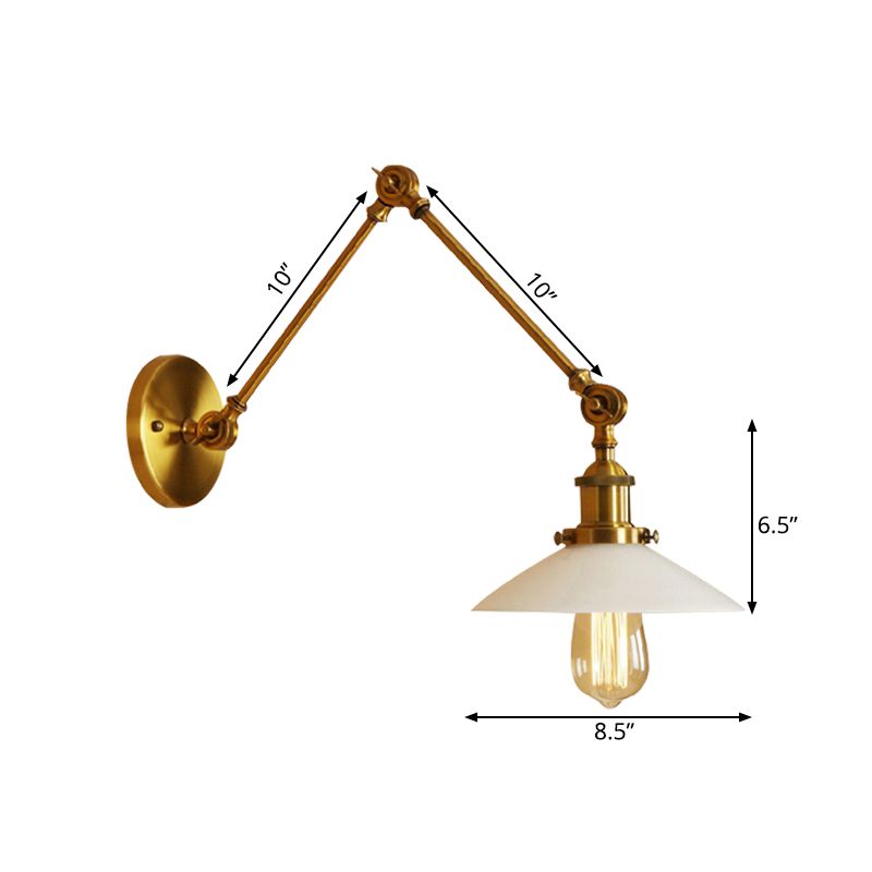 Kegel gefrostete Glaswand hängende leichte Vintage -Stil -Lampen -Lampen -Lampenlampe im Messing