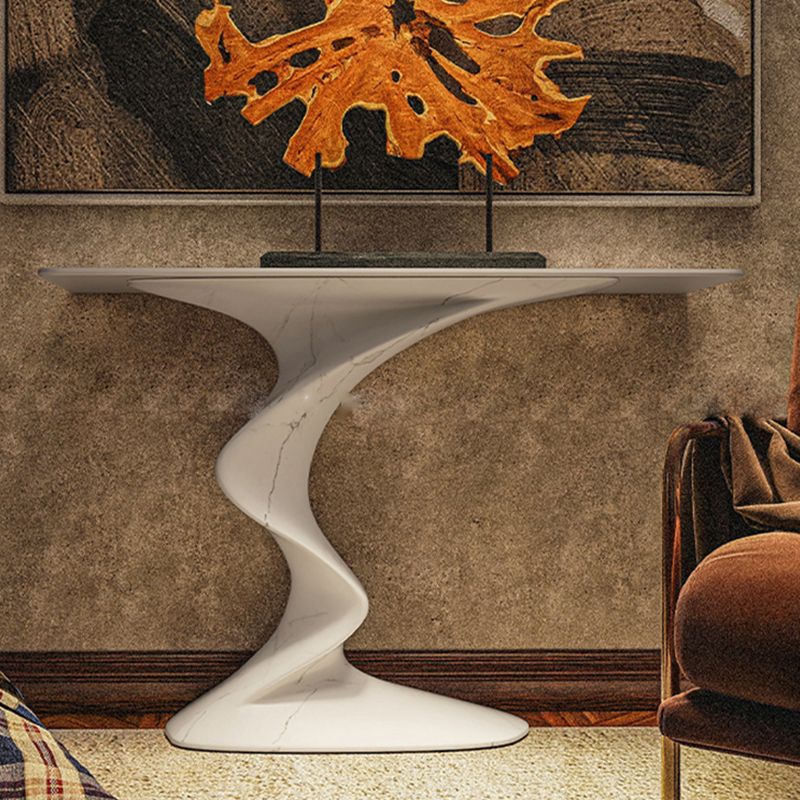 Rectangle Shape Contemporary Console Table Stone Console Sofa Table in White
