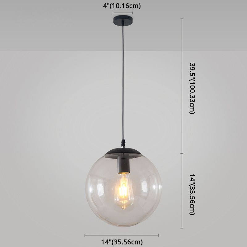 Minimaliste moderne à 1 lampe à la lumière Lumière Bubble Boule de verre transparent Lumière suspendue avec 39 "fil suspendu