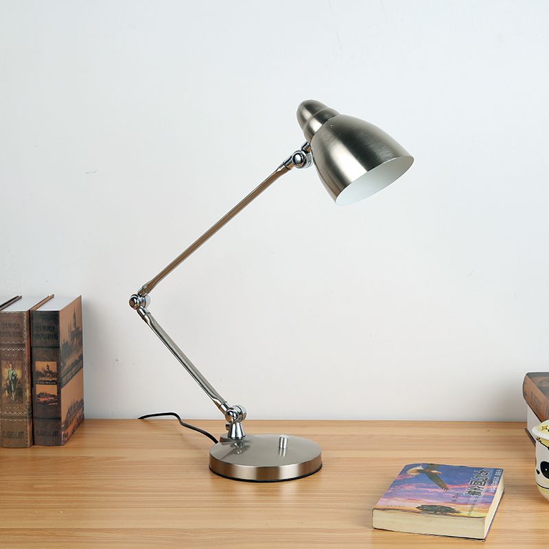 Nickel/Chrome Arm Adjustable Reading Light Industrial Style Metal 1 Light Study Room Desk Lighting