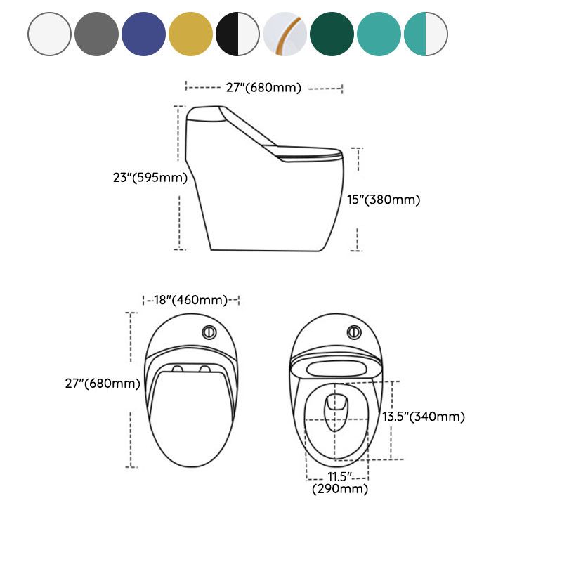 1-Piece Round Toilet Bowl 1.2 GPF Siphon Jet Flush Toilet for Bathroom