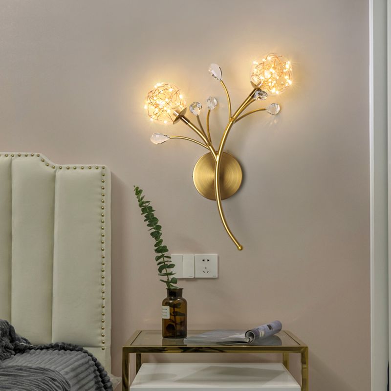 Glass Round Shape Wall Light Modern Style 2-Lights Wall Mounted Light Fixture