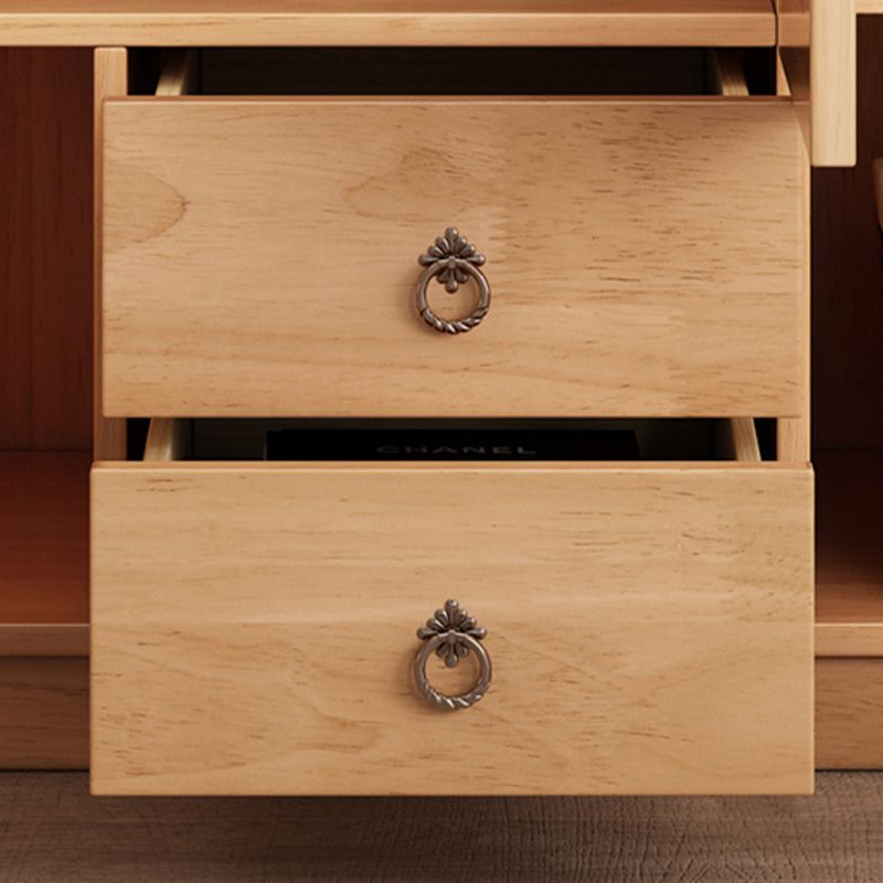 Light Brown Wooden Kid's Wardrobe High Gloss 2-Drawer Coat Locker