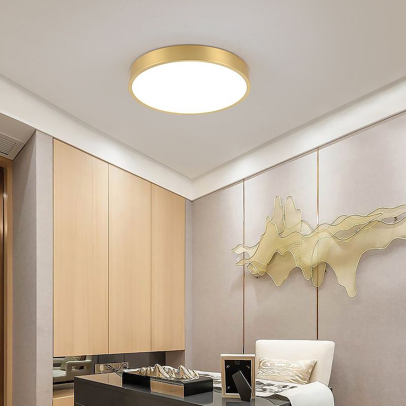 Gouden Ronde Minimalisme LED Plafond Licht Messing Moderne Stijl Woonkamer Verlichting Fixture