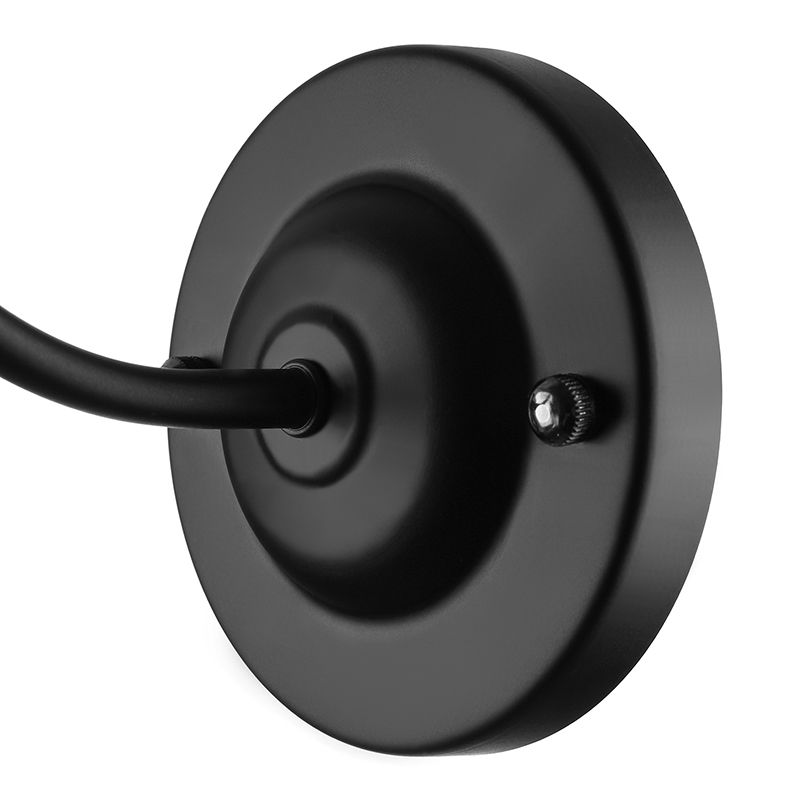 7 "/11" Dia 1 illuminazione a parete a testa vintage lampada a parete in metallo con braccio a collo di cigno con lampadina nuda in nero