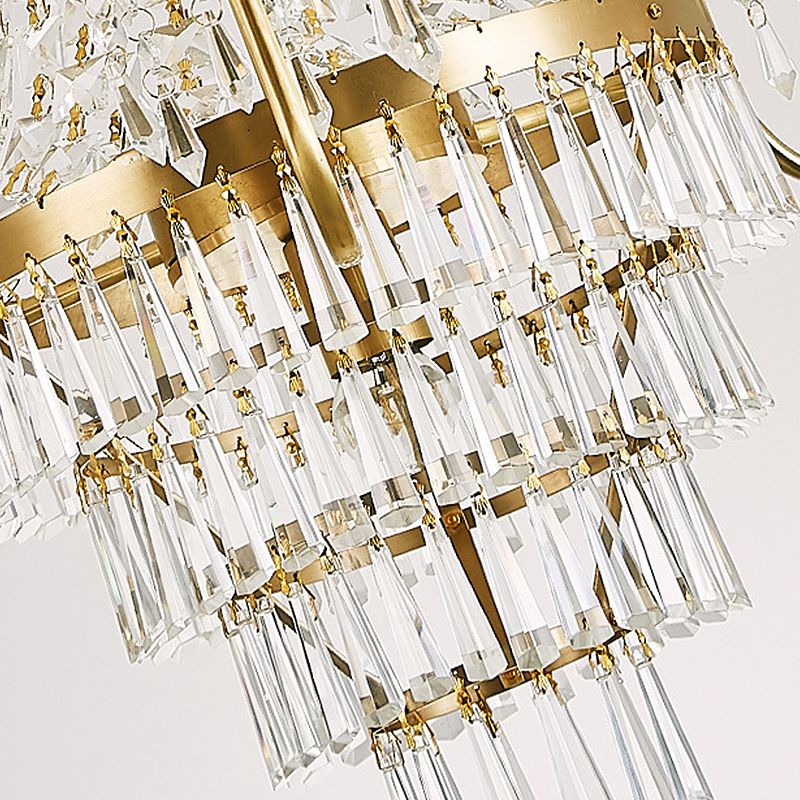 Empire Chandelier Light Fixture with Candle Luxury Crystal 4 Heads Chandelier Pendant Light in Brass Finish