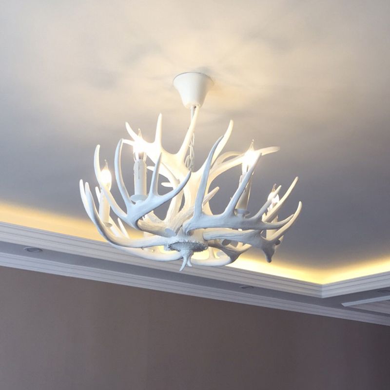 Resin Candle Shape Hanging Ceiling Light American Style Multi Lights Hanging Light