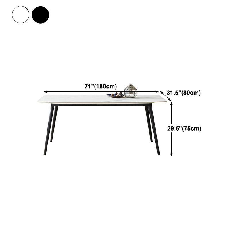 Metal Industrial Rectangle Dining Table Sintered Stone Top Table with Legs