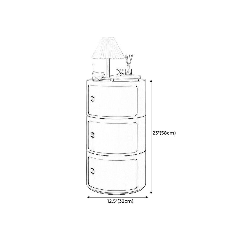 Dia 12.6" Nordic Round Plastic Side Table in Yellow/Green with Storage