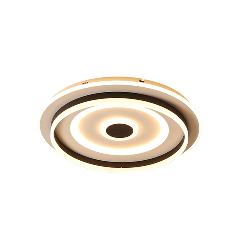 Acrylic Rippling Extra Thin Ceiling Lamp Simple Black LED Flush Mount Recessed Lighting in Warm/White Light, 19.5"/23.5" Width