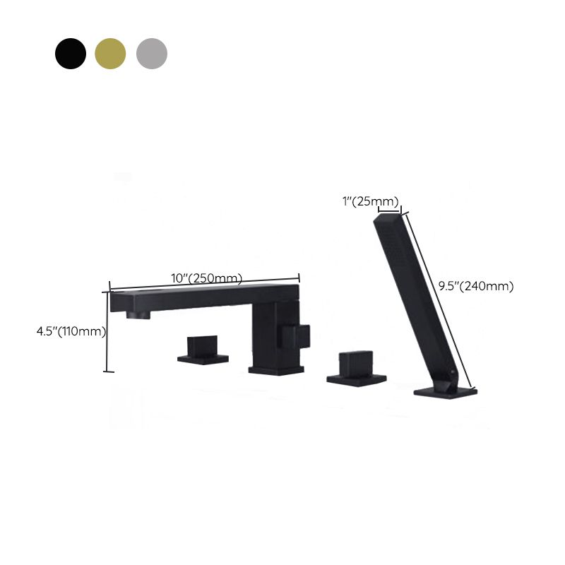 Deck Mounted Copper Roman Tub Faucet Low Arc Bathroom Tub Faucet Set