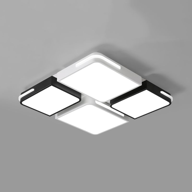 Square/Rectangle Acrylic Flush Pendant Light Contemporary 21.5"/37.5" Width LED White Flush Mount Lighting in White/Warm Lighting
