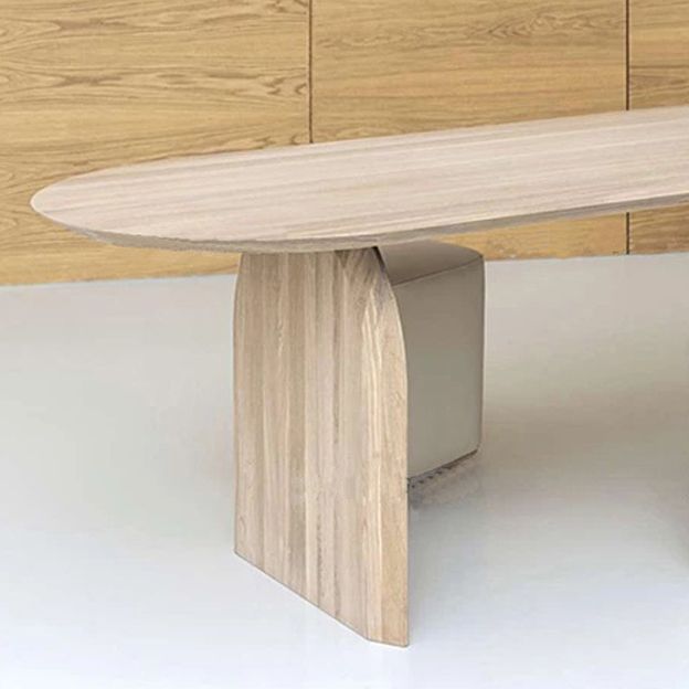 Oval Solid Wood Dining Table Simplicity Double Pedestal Dinette Table for Dining Room