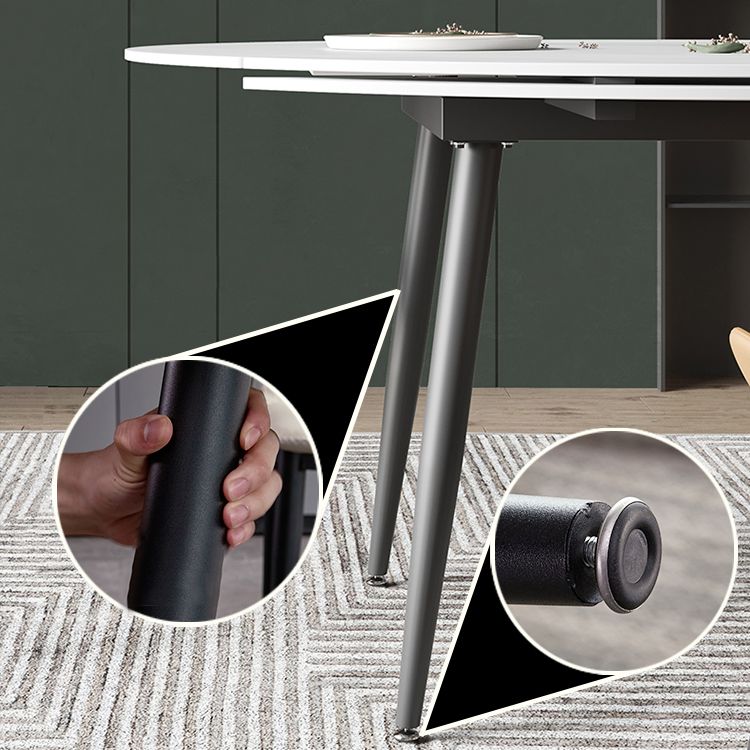 Mesa de comedor extensible de lujo Mesa superior de piedra sinterizada ajustable con 4 patas