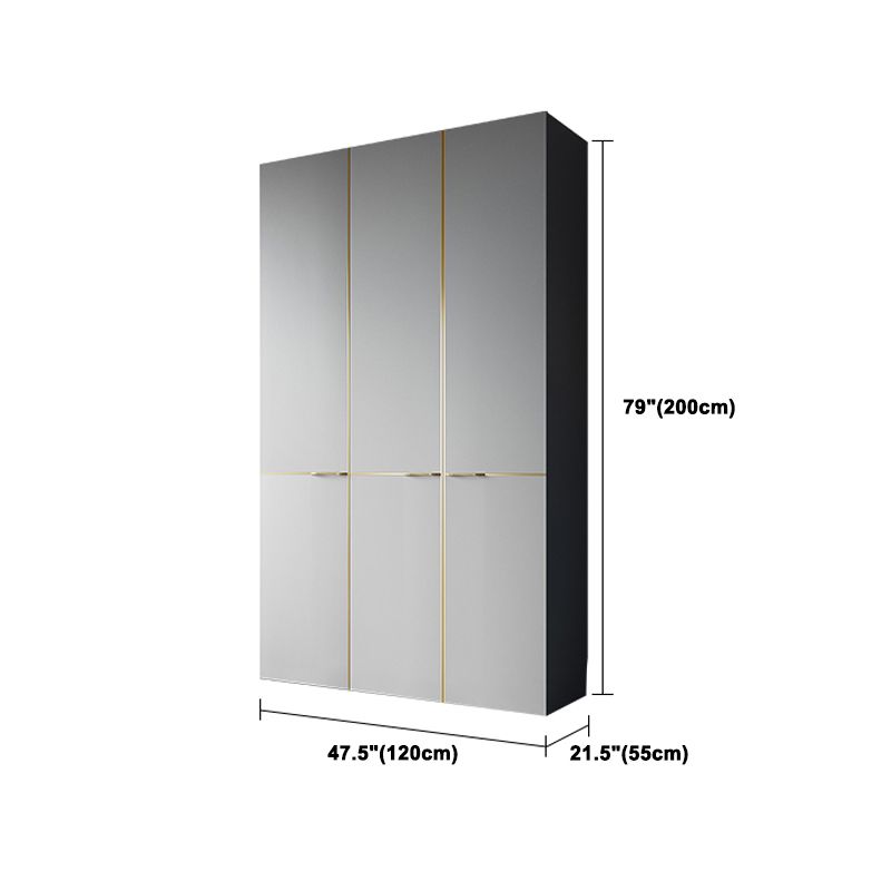 Contemporary Style Wardrobe Gray Colour Wooden Wardrobe Closet With Shelves