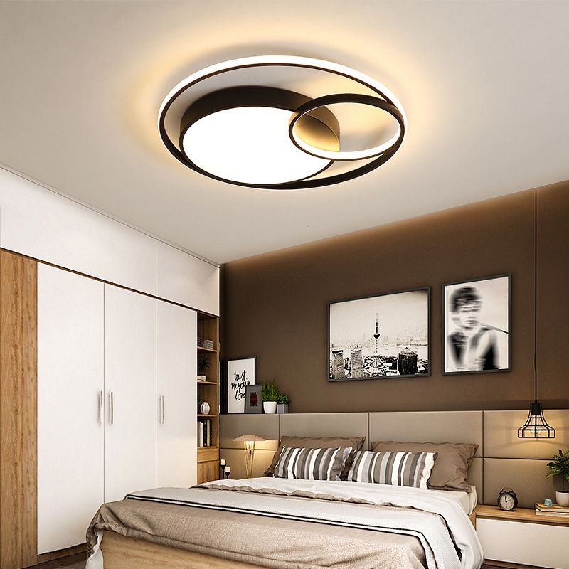 Metal 3 Rings Flush Mount Fixture Modern Style 3 Heads Led Flush Light