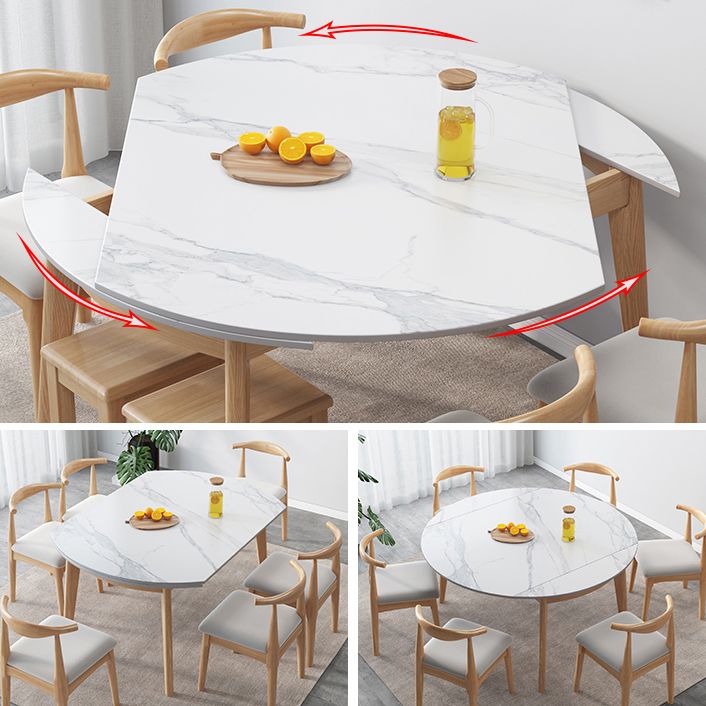 Modern Sintered Stone Dining Room Set with Round Table and Wooden Base Dining Table Furniture