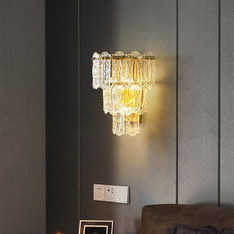 Multiple-Light Geometric Wall Light Fixture Modern Crystal Wall Sconce Light