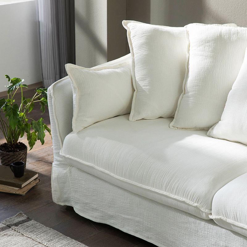 Modern Sloped Arm Sofa with Bolster Pillows for Living Room, Stain Resistant
