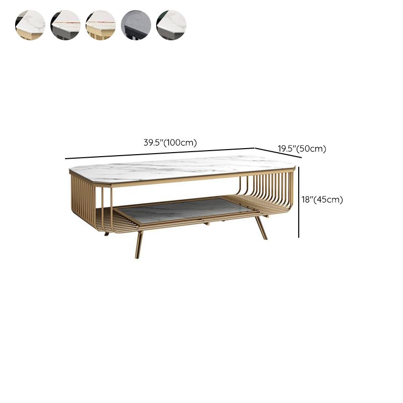 Glam Slate Coffee Table Rectangle Coffee or End Table with Shelf