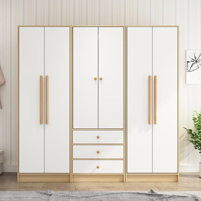 Modern Wooden Wardrobe White Colour Cloth Rod Included Wardrobe Closet for Home
