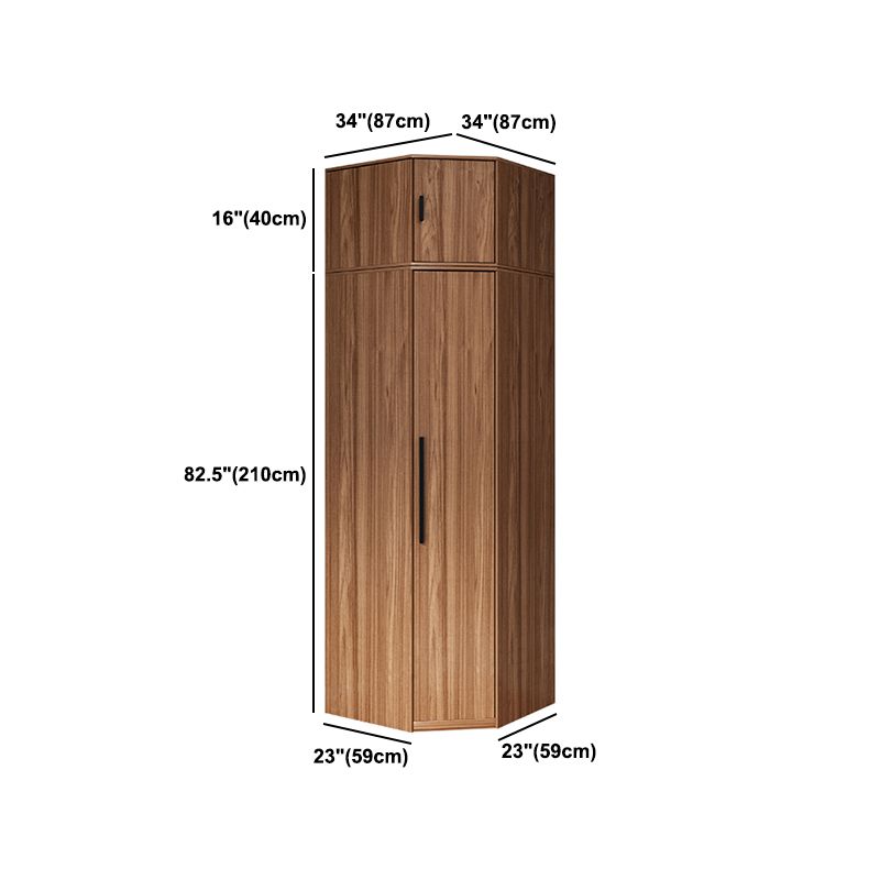 Brown Storage Cabinet Contemporary Wardrobe Armoire for Bedroom