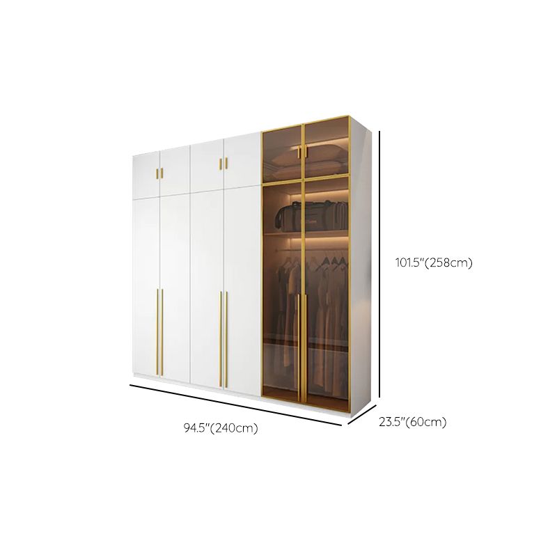 Modern Freestanding Wardrobe Wood Frame Wardrobe with Tempered Glass Doors