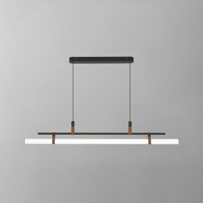 Nordic Style Island Light Metal Straight Island Pendant for Dining Room